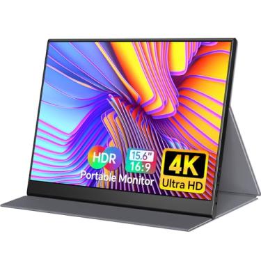 Imagem de WGK Monitor portátil 4K verdadeiro - 39.6 cm UHD 3840 × 2160 100% sRGB USB-C HDMI monitor externo de segundo monitor portátil IPS tela de computador com alto-falantes para laptop, MacBook Switch PS5/4