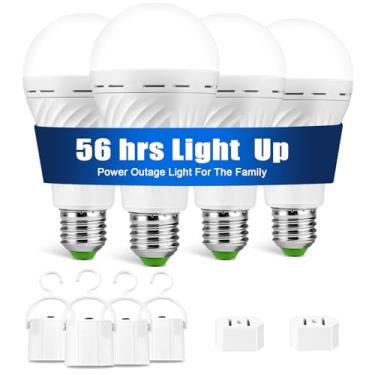 Imagem de Lâmpadas LED de emergência recarregáveis, luz de até 56 horas, lâmpada operada por bateria, lâmpada de carregamento automático 1500 mAh lâmpadas de reserva de bateria para falha de energia doméstica