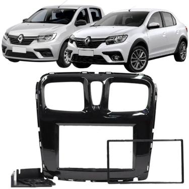 Imagem de Moldura 2 Din Sandero e Logan 2015 à 2024 Black Piano Painel Central Multimidia Mp5 Expex Epx 482