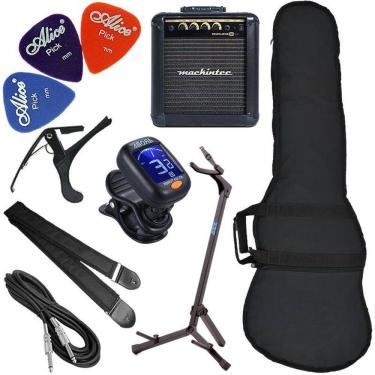 Imagem de Kit Acessórios Carbon Contrabaixo Capa Palhetas Cabo Suporte