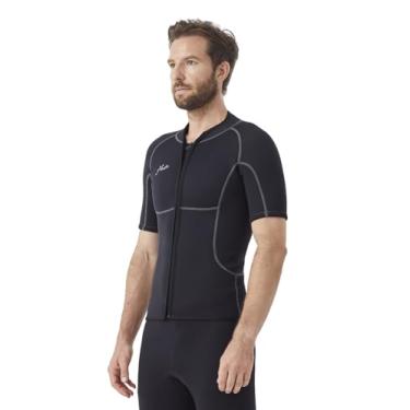 Imagem de Hevto Roupa de mergulho masculina de neoprene de 2 mm, jaqueta com bolso, manga curta, surfe, caiaque, SUP, jet ski, roupa molhada para esportes aquáticos (tops curtos, 2GG)