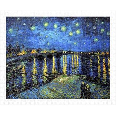 Imagem de Pintoo Quebra-Cabeças De 500 Peças Para Adultos - Vincent Van Gogh Noite Estrelada Sobre O Ródano, 1888 Lindo Quebra-Cabeça Plástico Decoração Casa Poeira Zero Fácil Guardar [H1760]
