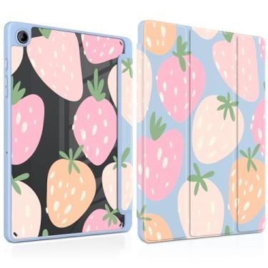 Imagem de MEEgoodo Capa para Samsung Galaxy Tab A9 Plus 27.9 cm 2023 com suporte para caneta S, capa para tablet com revestimento traseiro de acrílico transparente + suporte de três dobras + despertar/hibernar