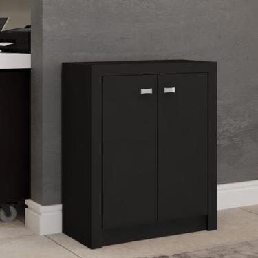 Imagem de Armário para Escritório Rose 2 Portas Baixo Preto - Panorama Móveis, P