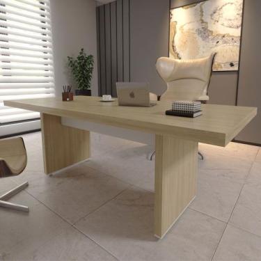 Imagem de Mesa para Escritório Tamburato 006199 Carvalho/Branco - Artany Móveis