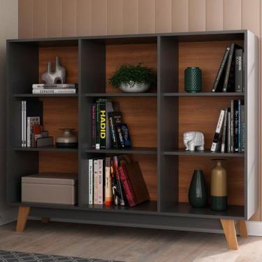 Imagem de Estante para Livros 9 Nichos Grafite/Nogal - Hecol Móveis, Moderno, Ci