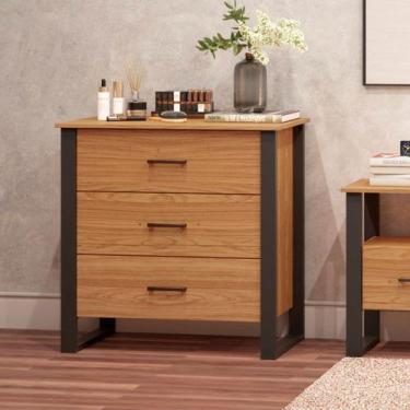 Imagem de Cômoda 3 Gavetas 100% Mdf Freijo/Preto Fosco F38  Dalla Costa