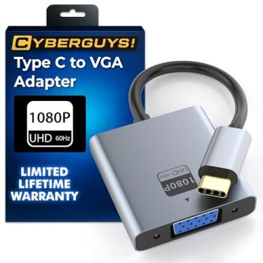 Imagem de Cyberguys! Adaptador VGA para USB C, conversor de vídeo fêmea tipo C para VGA suporta 1080p a 60Hz, Plug & Play, compacto e durável, compatível com MacBook, Dell, HP, Chromebook, iPad Pro e mais, sem