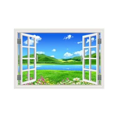 Imagem de Falsas Janelas Paisagens Impressões em Tela-Flores Lago prado-Quadro Arte Moderna-Natureza Pintura Decoração Parede 20x30cm Sem Moldura