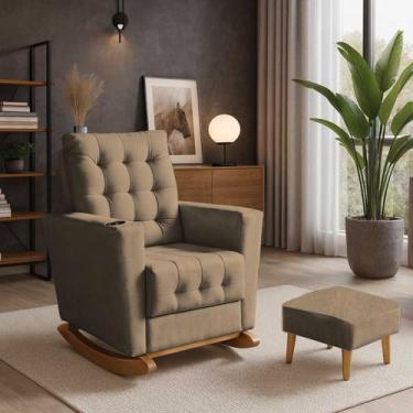 Imagem de Poltrona Duna Amamentação Balanço e Puff - B Home Decor, Cacau