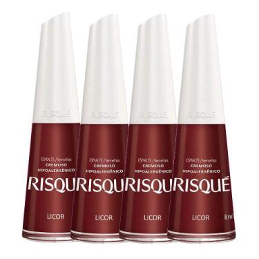 Imagem de Kit 4 Esmalte Risque Vermelho Cremoso Licor com 8ml - Risqué