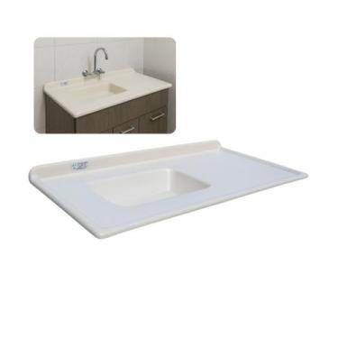 Imagem de Pia de Cozinha Mármore Sintético Bege 55x100cm Cuba Fibra - Rainha dos