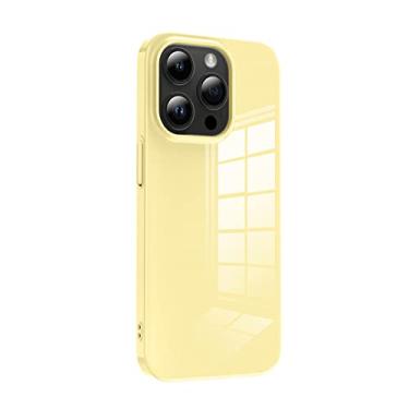 Imagem de Capa rígida Candy Color para iPhone 14 13 12 Pro Max Capa traseira brilhante de cor sólida para iPhone 13 12 13P 14P, amarelo, para 12 Pro Max