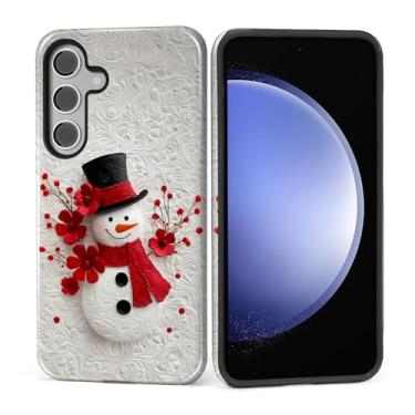 Imagem de MQJCYB Capa para Samsung Galaxy S23 FE, híbrida, resistente, 2 em 1, de corpo inteiro, resistente, à prova de choque, capa brilhante para Samsung Galaxy S23 FE boneco de neve de Natal, branco e