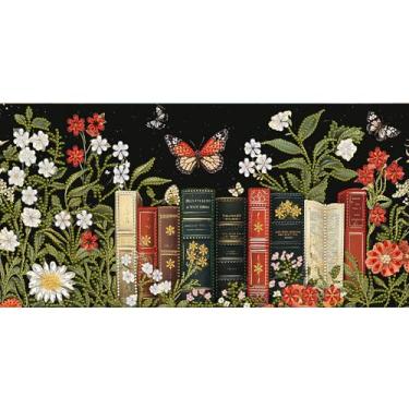 Imagem de Bimkole Kits de arte de diamante de formato especial grande para livros de adultos, conjunto de pintura completa de strass 5D DIY com diamantes arte flor por números, ponto cruz, decoração de parede