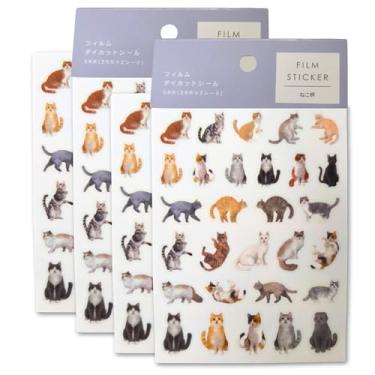 Imagem de Adesivos de gato fofos 116 peças feitas no Japão – Adesivos de filme transparente de várias raças de gatos, filme durável e resistente a rasgos