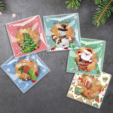 Imagem de 100 unidades de sacos de guloseimas de celofane de Natal - Sacos autoadesivos transparentes para biscoitos, sacos de doces transparentes para violoncelo, lanches de brindes de chocolate, para