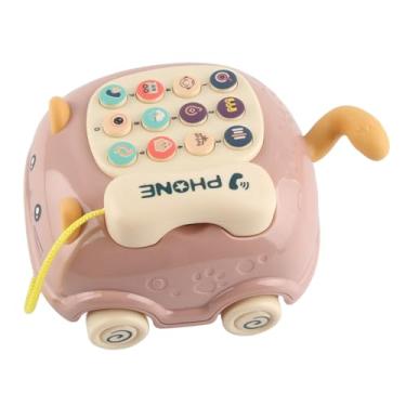 Imagem de Generic Brinquedo de Telefone Com Luz Sonora de Desenho Animado para Bebês, Telefone Bonito Educacional Com Rosto de Gato para Pais e Filhos Interativo, Brinquedo de de Plástico para Bebês (Vermelho)