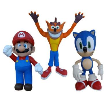 Imagem de Kit 3 Bonecos Grandes - Sonic Super Mario E Crash - Super Size Figure 