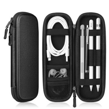 Imagem de Fintie Capa com suporte para Apple Pencil (1ª e 2ª geração), capa protetora de couro PU compatível com acessórios Apple Pencil, cabo USB, Samsung Stylus, preto