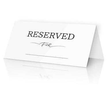 Imagem de KEPYDRMTF Placa de mesa reservada para casamento, placa de assento de cadeira para decoração de escritório reserva casamento, reunião, cerimônia e eventos branco (6)