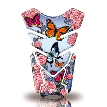 Imagem de Protetor De Tanque Adesivo Moto Honda Yamaha Suzuki Borboleta Flor Azul