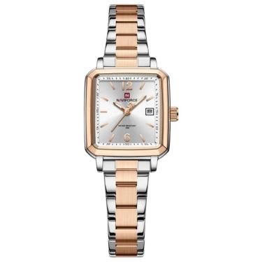 Imagem de Relógio Feminino Design Quadrado Casual De Quartzo Impermeavel De Aço Inoxidavel Rosegold