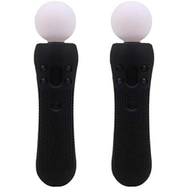 Imagem de 2 peças de capa de borracha de silicone antiderrapante para controle de movimento PlayStation PS4 VR Move PS Move Preto