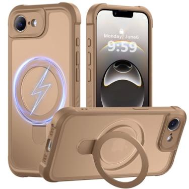 Imagem de MOCCA Capa projetada para iPhone 16e com suporte magnético invisível [proteção total da câmera] [compatível com Magsafe] Capa para celular à prova de choque translúcida fosca à prova de choque 6,1