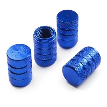 Imagem de Pitlane Performance Tampas de válvula de alumínio (conjunto de 4) – Tampas de válvula de pneu para válvulas Schrader – Compatível com carros, SUVs, motocicletas e bicicletas (azul, conforto)