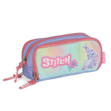 Imagem de Estojo Stitch Escolar Triplo Disney 3 Divisorias Cor Rosa