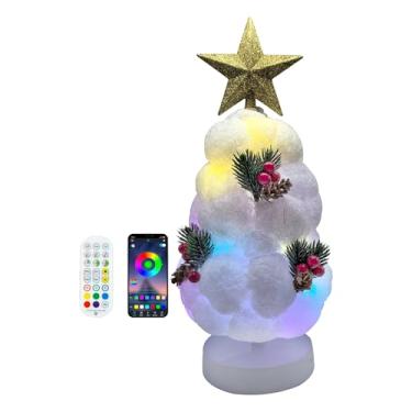 Imagem de Árvore de Natal de 32 cm com controle remoto sem fio, topo de estrela, aplicativo, sincronização de música, RGB multicolorido, luz de árvore que muda de relâmpago para decorações de férias (cor 1)