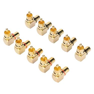 Imagem de SUNGOOYUE Adaptador de ângulo Reto, Conector de áudio de Metal de 90 Graus Com Revestimento de Ouro, Canal Duplo para Dispositivos AV, TV, DVD Players, Pacote Com 10