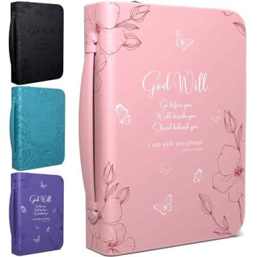 Imagem de DEHITE Pasta feminina – Bolsa de transporte de couro tamanho extra grande – | 29 x 25 x 25 cm | compartimentos para caneta | Bolso com zíper | Couro sintético premium | – Acessório rosa para presentes