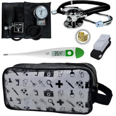 Imagem de Kit Enfermagem Estampada Academico Com Aparelho de Pressao Estetoscopi