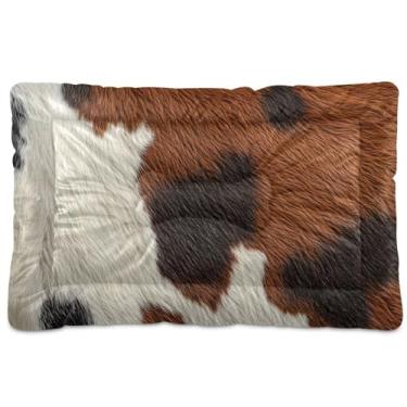 Imagem de STAYTOP Tapete de cama marrom preto com textura de vaca, tapete macio e fofo, tapete antiderrapante para cães e gatos dormindo 61 x 45 cm