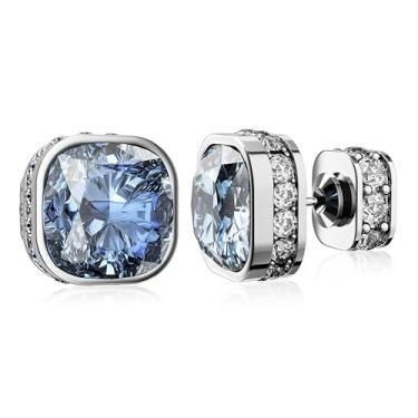 Imagem de Brincos quadrados de aço inoxidável de zircônia cúbica - joias de decoração feminina de design exclusivo - com acessórios modernos criativos presentes femininos de luxo, Large, Aço inoxidável, Sem