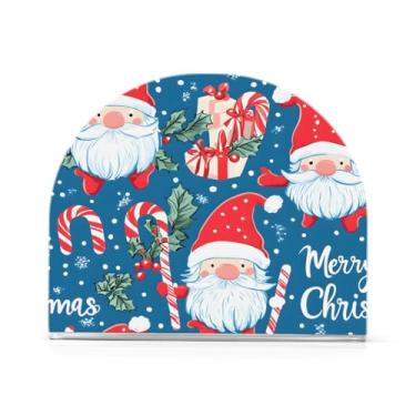 Imagem de xigua Suporte de guardanapo de gnomo fofo de Natal para mesas, porta-guardanapos de papel de placa acrílica elegante, dispensador de papel de seda independente moderno para sala de jantar, sala de