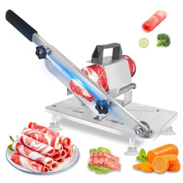 Imagem de Cortador manual de carne congelada, cortador de carne atualizado de aço inoxidável, cutelos de carne bovina, máquina de fatiar rolo de carneiro, fatiador de carne vegetal para cozinhar em casa, panela