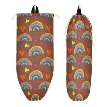 Imagem de xigua Suporte de parede colorido arco-íris para saco de plástico com cordão, 1 pacote, reutilizável para decoração organizadora de sacolas de compras, meias, roupas íntimas e gravatas