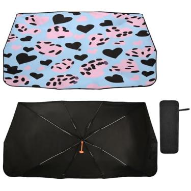 Imagem de Kigai Lindo guarda-chuva colorido com estampa de leopardo, para-brisa de carro, para-sol dobrável, para-brisa para carro, caminhonete, SUV, caminhonete para a maioria dos veículos, para-brisas
