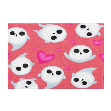 Imagem de Burbuja Tapete de banheiro com desenho animado fantasmas, tapete absorvente extra macio com suporte antiderrapante para banheiro, banheira e chuveiro, 40 x 61 cm