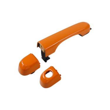 Imagem de HUYILUN0104 Maçaneta externa pintada de laranja compatível com Jeep Renegade 2015-2022 frente traseira sem entrada sem chave