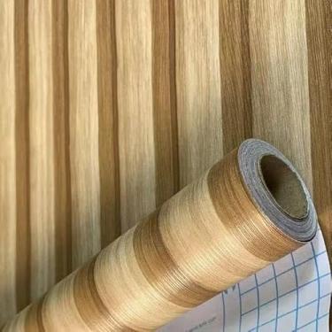 Imagem de Papel de Parede 10 METROS x 45CM Adesivo Autocolante para Sala Quarto Conveniente E Eficiente Elegante E Prático(Ripado 7)