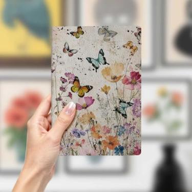 Imagem de Caderno de couro borboleta floral, caderno A5 para anotações no escritório, agenda de 21 x 14,7 cm, agenda de viagem, presentes para amantes de borboletas 3