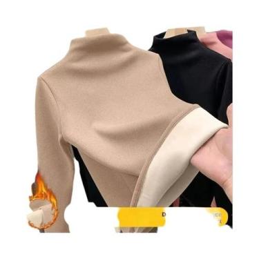 Imagem de Camiseta Térmica Feminina De Manga Longa Com Gola Alta Pullover Outono