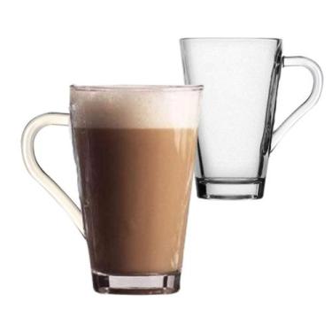 Imagem de Jogo 2 Xícaras Caneca De Vidro Transparente Com Alça 350ml - CLICK HOU