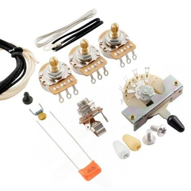 Imagem de Musiclily Pro Kit de Fiação DIY Circuito Elétrico para Guitarra estilo Americano ST SSS com Chave Seletora 5 Posições 3A Potenciômetro,Niquelado Jack