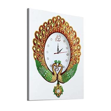 Imagem de Relógio 5D DIY com Kit de Movimento Bordado Diamante em Forma Especial Fácil Operar Decoração para Casa Parede Exquisita Brilho Lã Resina Brilhante