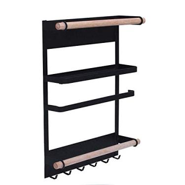 Imagem de Organizador magnético para geladeira – suporte de papel toalha de design à prova de ferrugem para potes de temperos, suporte de prateleira de geladeira resistente, incluindo 6 ganchos removíveis